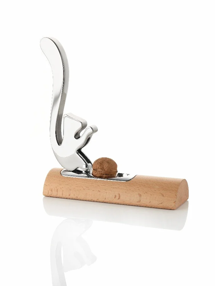 Alessi AB13 Scoiattolo - Schiaccianoci di Design in Acciaio Inossidabile 18/10 e Legno