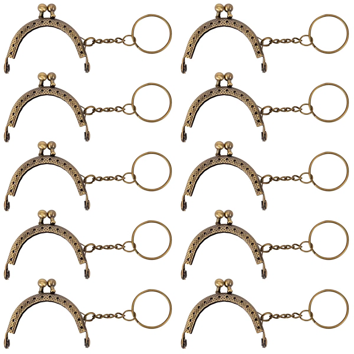 Chiusura a Telaio in Metallo retrò Portamonete Chiusura Semicircolari Bacio Blocco con Portachiavi per Fabbricazione di Borse DIY 10 Pezzi (Bronzo)