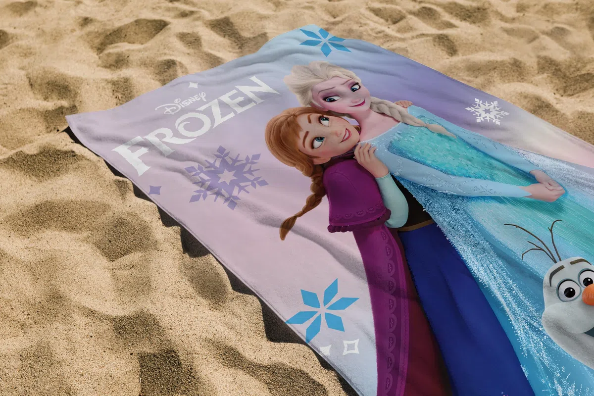hermet Telo Mare Frozen, 70x140 cm, Asciugamano da Spiaggia o Piscina, 100% Morbido Cotone, Pratico e Leggero