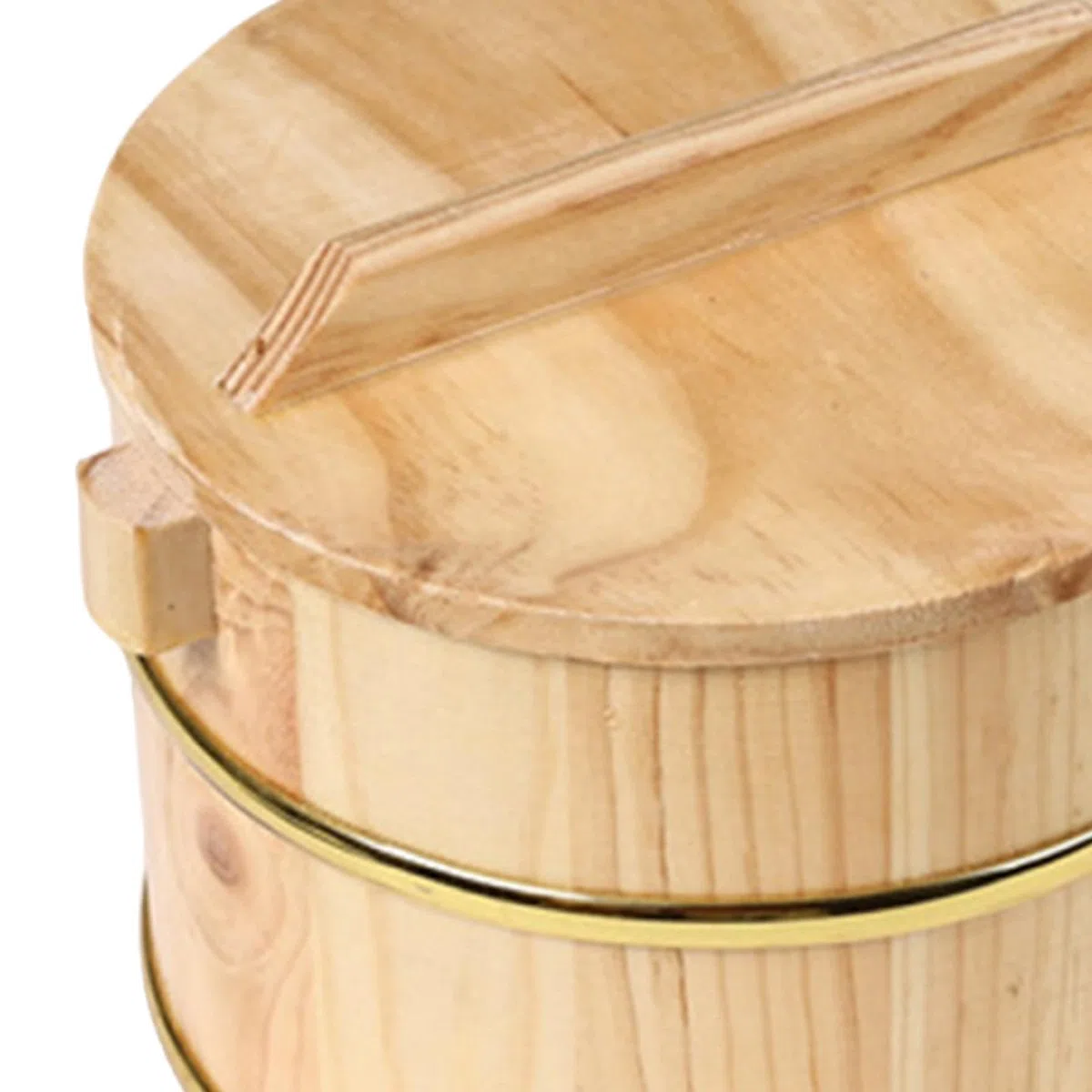 Barile di riso al vapore in legno, ciotola portatile per sushi, riso, con coperchio, contenitore rotondo per riso, budino, tofu, riso, 16 x 16 x 11 cm