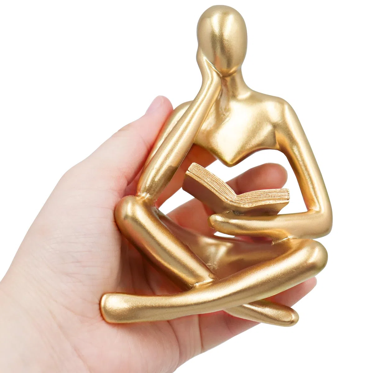Statua Donna che Legge in Oro, Sculture Pensatore, Ornamento d'Arte Astratta, Decorazione Moderna per Estetica, Ideale per Soggiorno, Camera da Letto, Ufficio, Scaffale, Tavolo, Scrivania e Libreria
