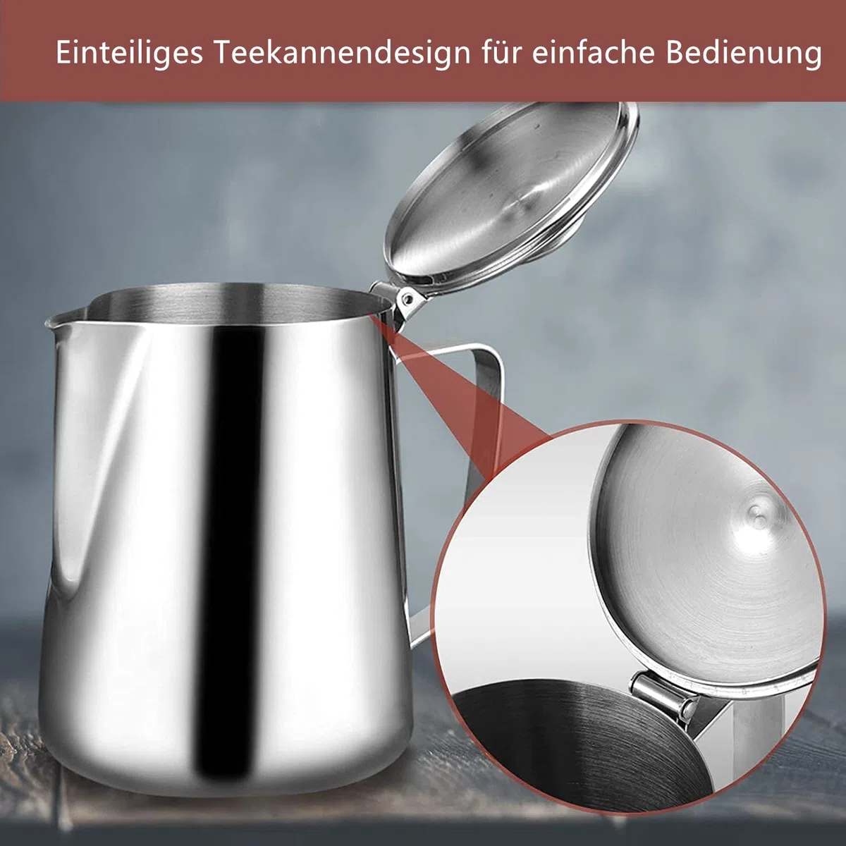 LATRAT Coffee Barista - Brocca per latte in acciaio inox, perfetto per la produzione di schiuma di latte, universale, per cappuccino e latte, 350 ml, colore: argento