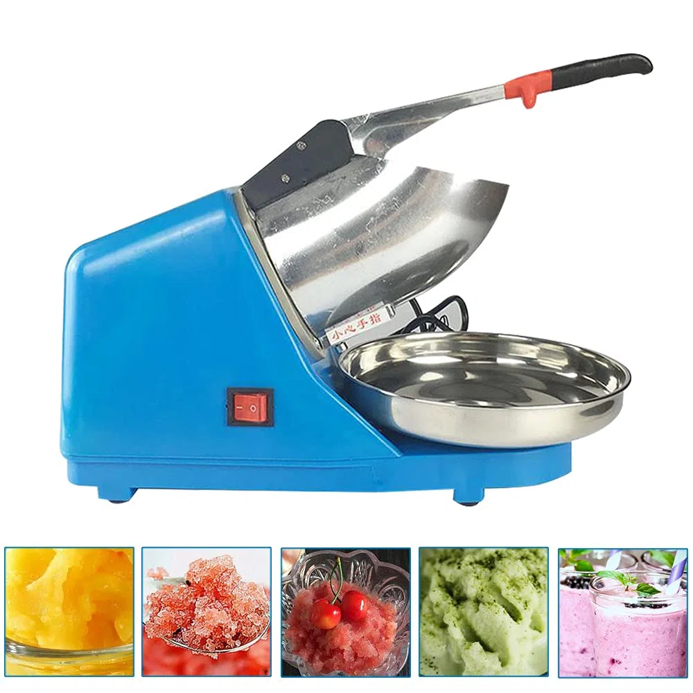 Macchina elettrica per ghiaccio Crusher Ice Shaver per uso domestico e commerciale Macchina per il ghiaccio a cono della neve in acciaio inox 380 W,per bevande fredde,blu