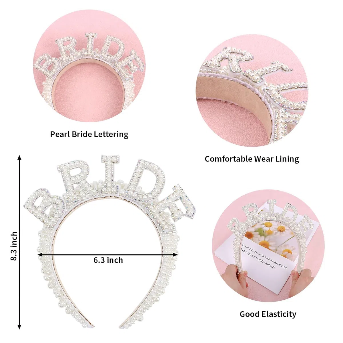 Cerchietto per Capelli con Perle, e Velo da Sposa Bianche, Cerchietto Bride, Cerchietto Sposa Perle, Cerchietto Bride e Velo, per Addio al Nubilato, Fidanzamento, Regalo Nuziale