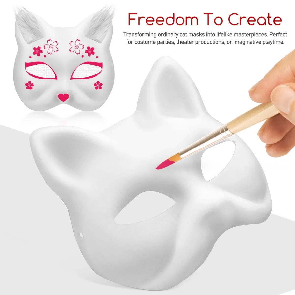 Gadpiparty Maschere Per Gatti Vuote Fai Da Te Con Capelli Sintetici Maschere Artigianali Di Carta Per Decorazioni Feste a Tema Cosplay E Progetti Creativi