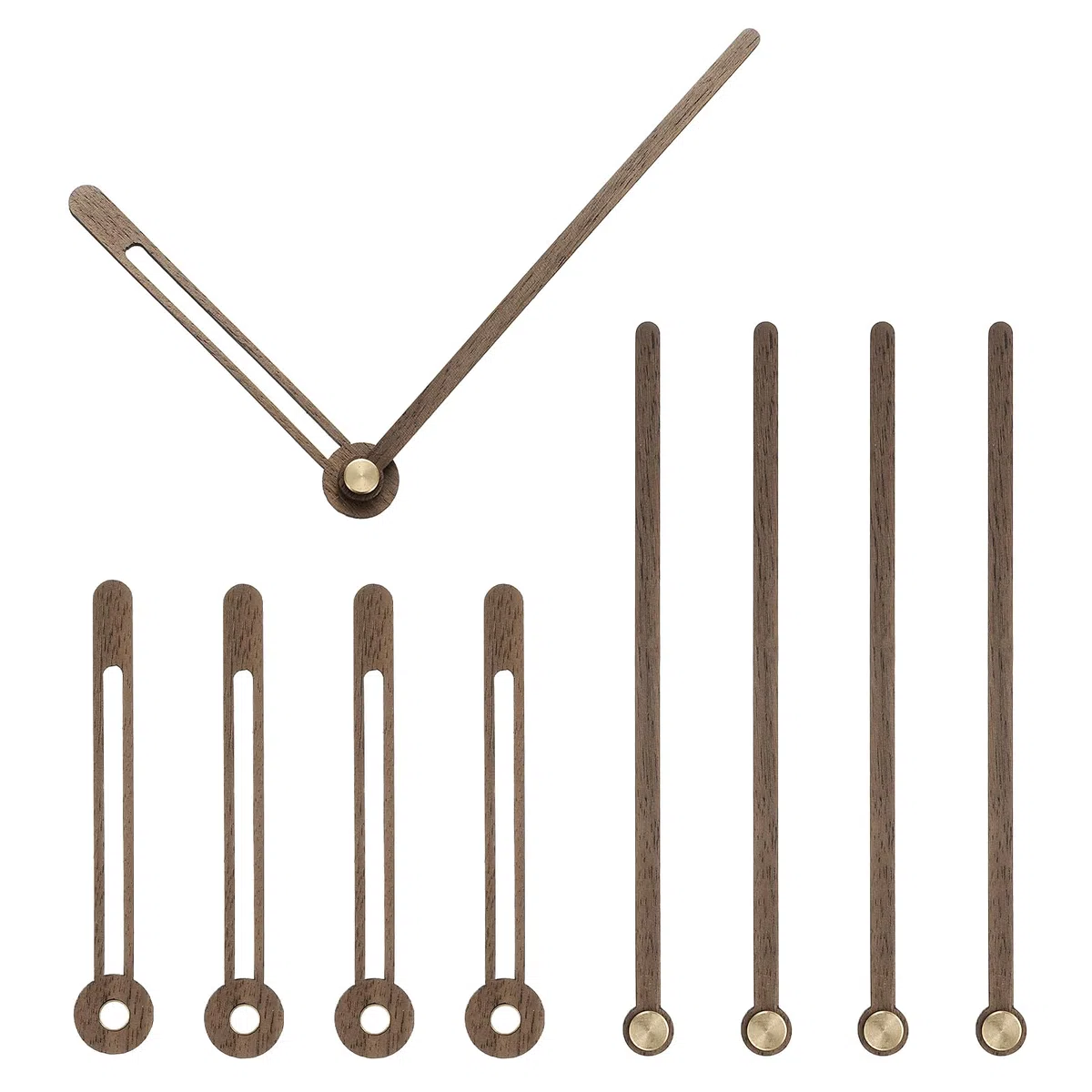 QUARKZMAN 5 Set Lancette per Orologio in Legno, Lancette per Orologio in Legno di Noce Kit Parti di Ricambio Adatte per Orologio da Parete 14 Pollici, 5.12 Pollici