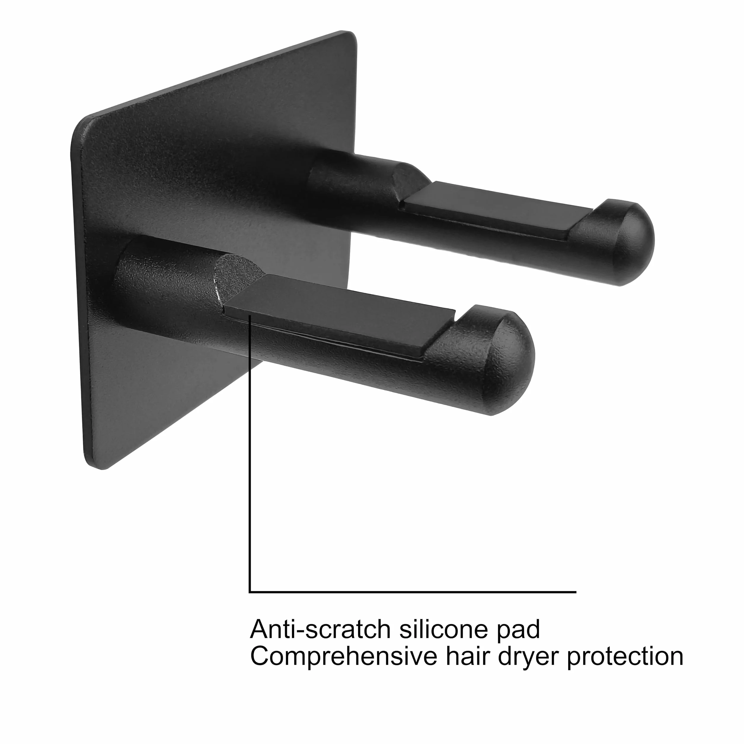 Supporto per Asciugacapelli, Porta Phon da Muro, Porta Asciugacapelli a Parete da Fissare Senza Trapano, Adatto per la Maggior Parte degli Asciugacapelli (Nero)