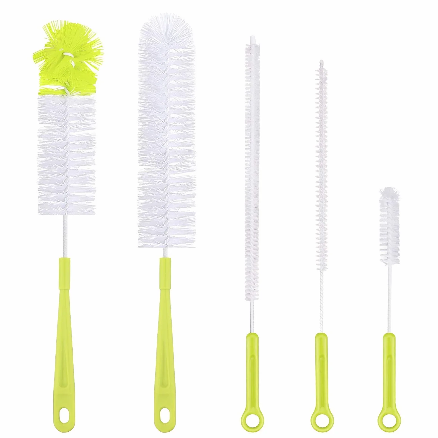 5pcs Scovolino Bottiglie, Cleaning Brush, Spazzola di Bottiglia, Bottiglia Spazzola Manico Lungo per Il Lavaggio di Birra, tè, Calderone, Caraffa Stretta Collana Bottiglie (5pack-a)