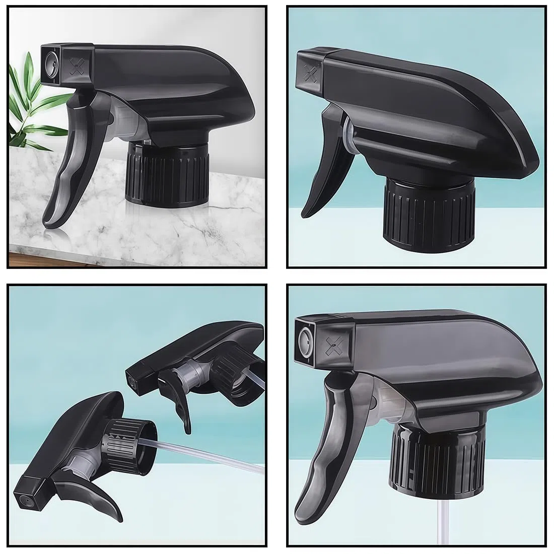 6 ugelli di ricambio per bottiglie a spruzzo in plastica resistente per nebulizzazione spray testa standard Boston rotonda ugello per la pulizia dell'irrigazione, Nero , M