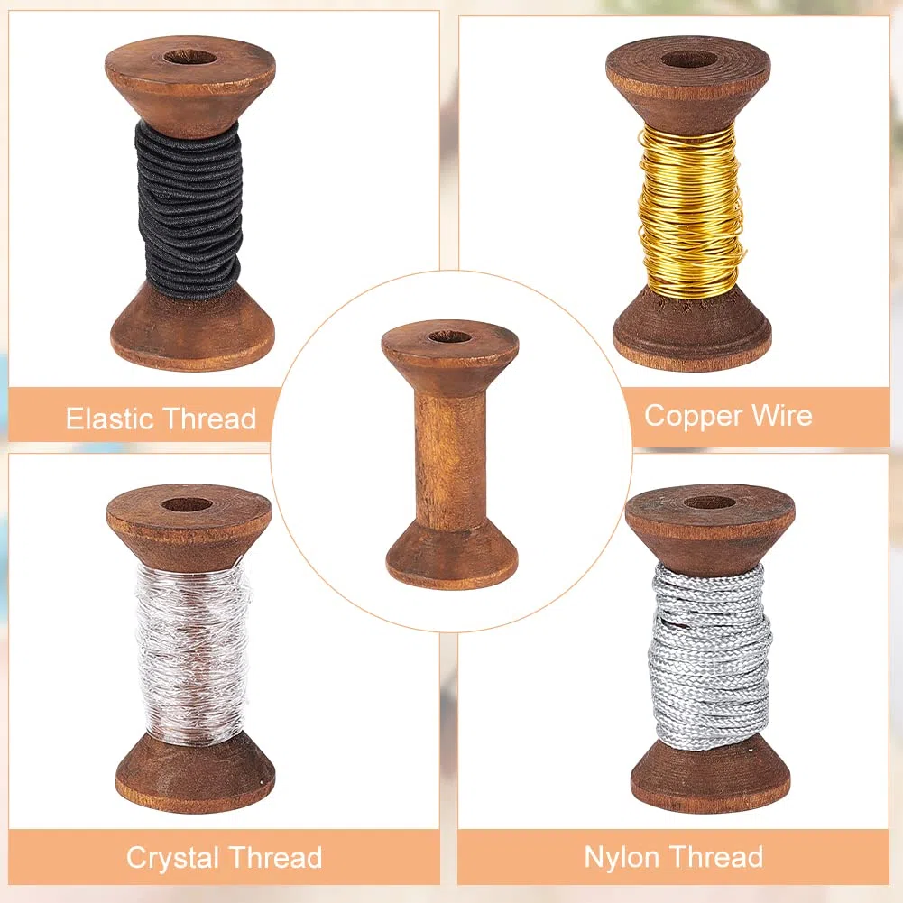 BENECREAT 20 bobine vuote in legno antico, 40 mm, bobine di filo vuote, bobine di nastro di legno, bobine per lavori fai da te