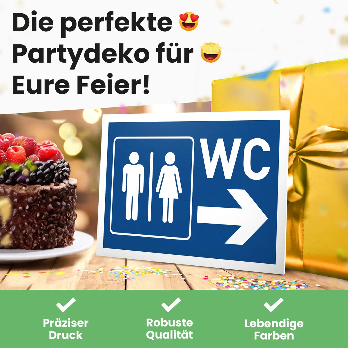 DankeDir Cartello per wc a forma di freccia, 30 x 20 cm, in plastica, per il bagno, per gli ospiti