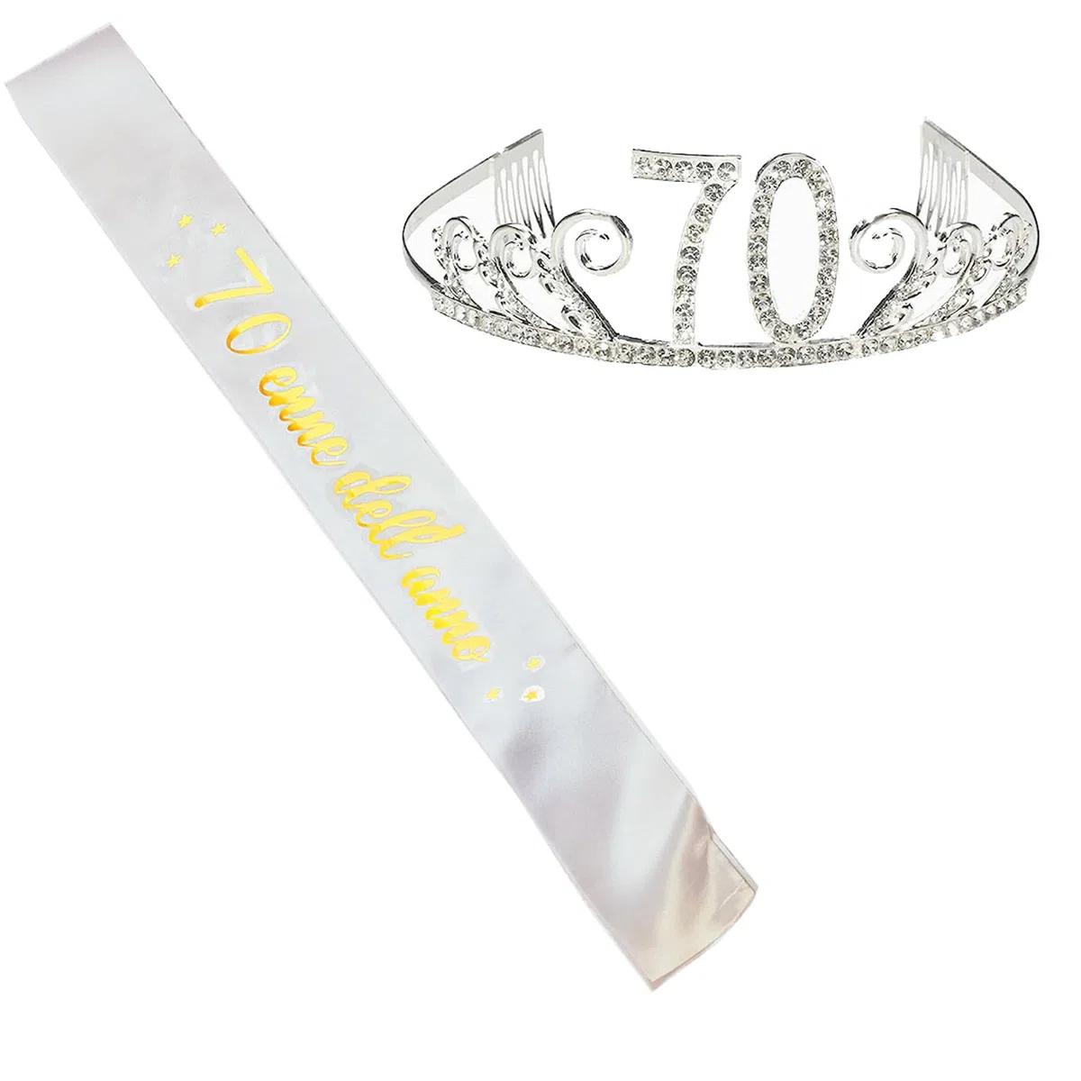 70 Compleanno Fascia in Italiano - Tiara Corona per 70 Anni Donna - Coroncina Decorazioni Addobbi