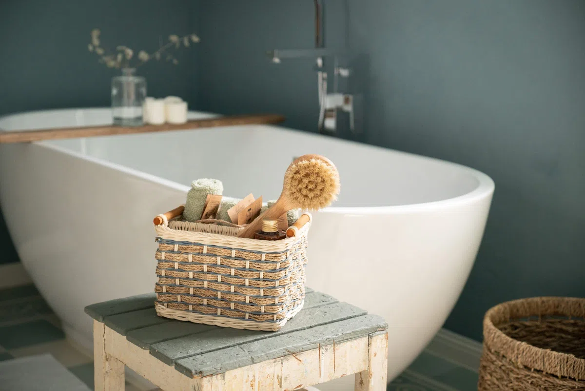 Decorasian - Cestino portaposate da tavolo, in rattan intrecciato, per posate e utensili, con suddivisione.