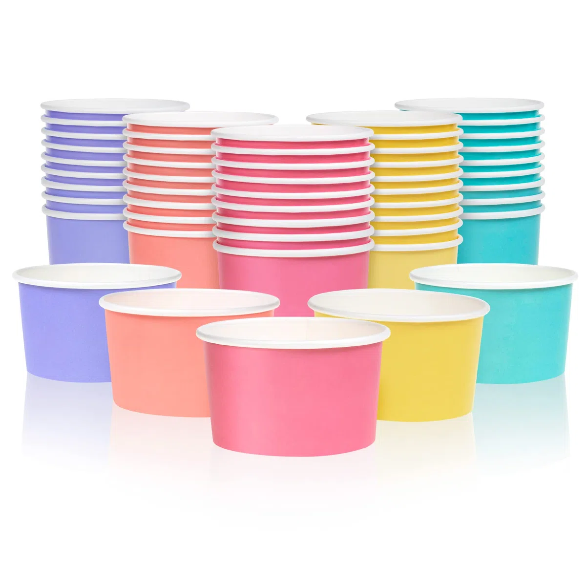 Bicchieri di carta per gelato, confezione da 50 pezzi, usa e getta, da 155,9 g, 5 colori pastello