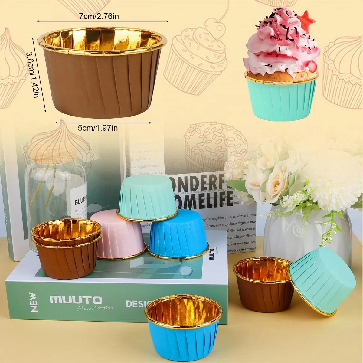 Pirottini per Muffin e Cupcake - 200 Pezzi in Alluminio e Carta - Stampi per Pasticceria e Dolci - Ideali per Feste