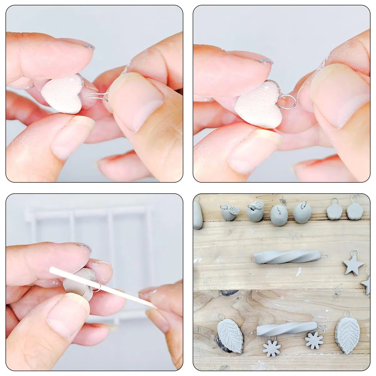 100 Pezzi Ceramica Forma R, Anelli Salto Temperatura, Ceramica Supporto Telaio, Ganci Flessibili Argilla, Adatti per la Produzione di Orecchini, Ciondoli, Collane, Bracciali