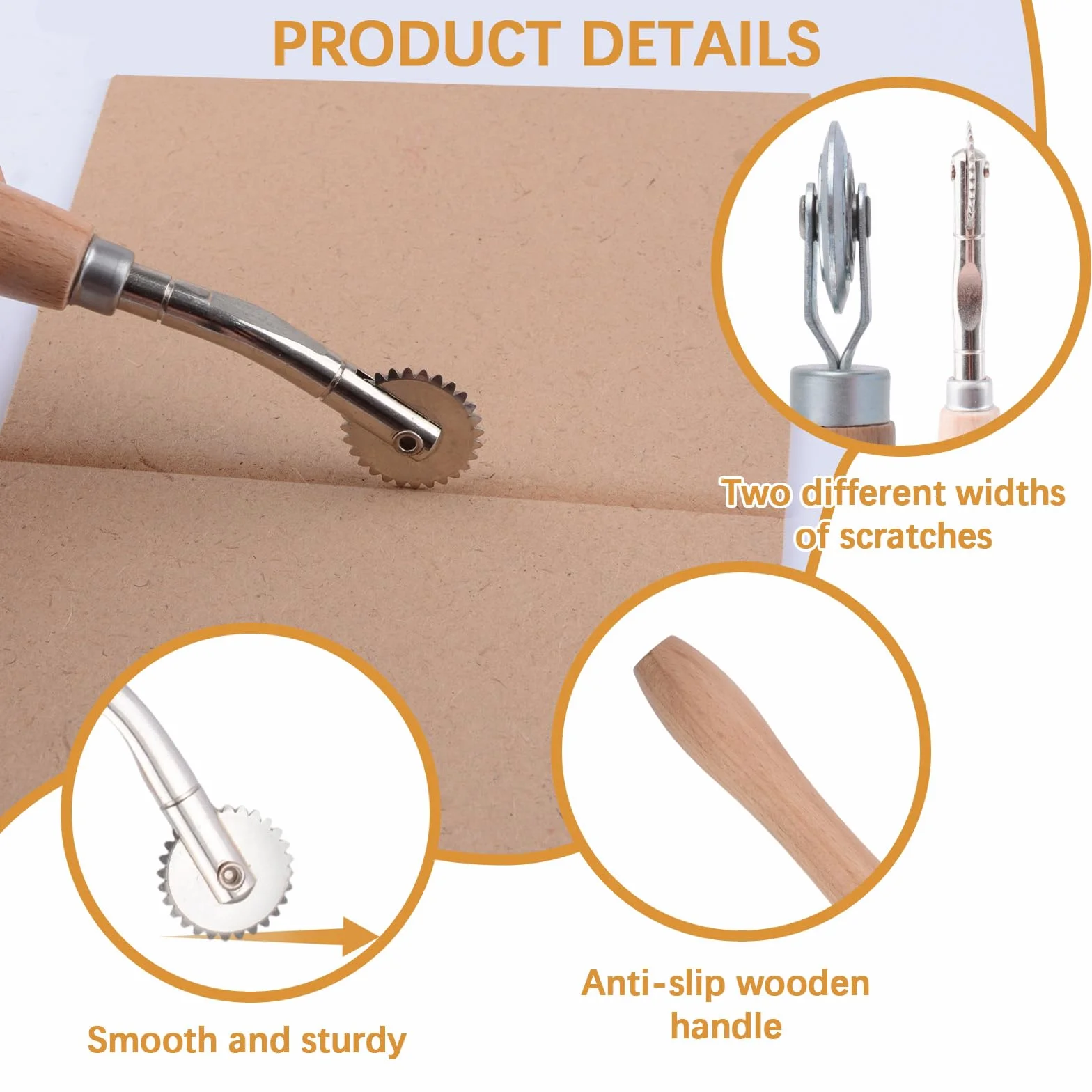 Kit di 2 strumenti per ridimensionare scatole, in cartone solido e tratteggiato, con manico in legno, per realizzare biglietti, carta, metallo, fogli e artigianato in pelle