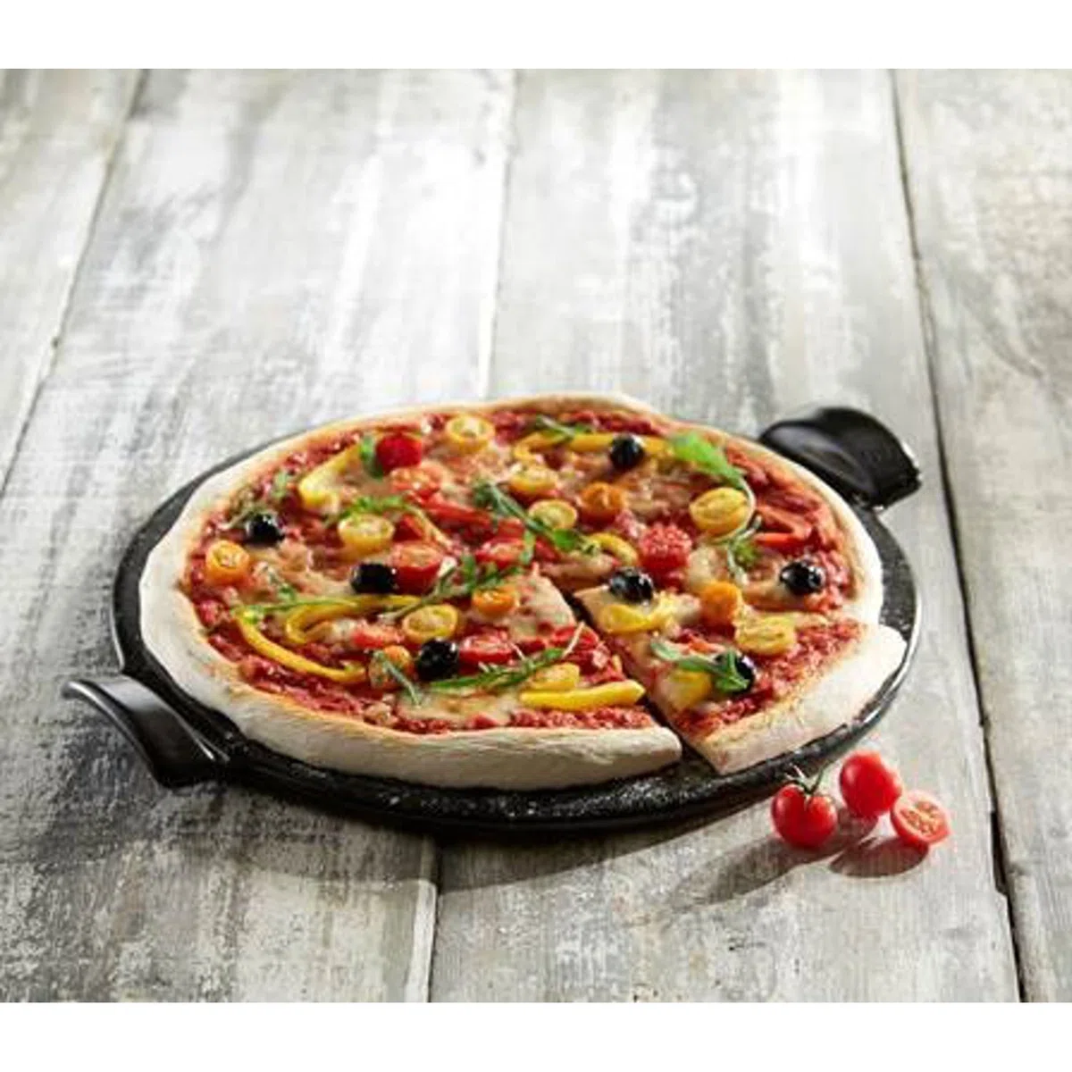 Emile Henry EH797514 Pietra per Pizza in Ceramica, Carboncino, 39 x 38 x 7 cm