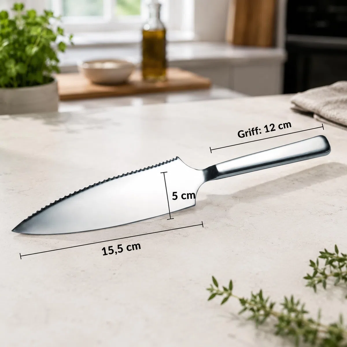 APS torta coltello, in acciaio INOX, lucidato a specchio, L: 28 cm