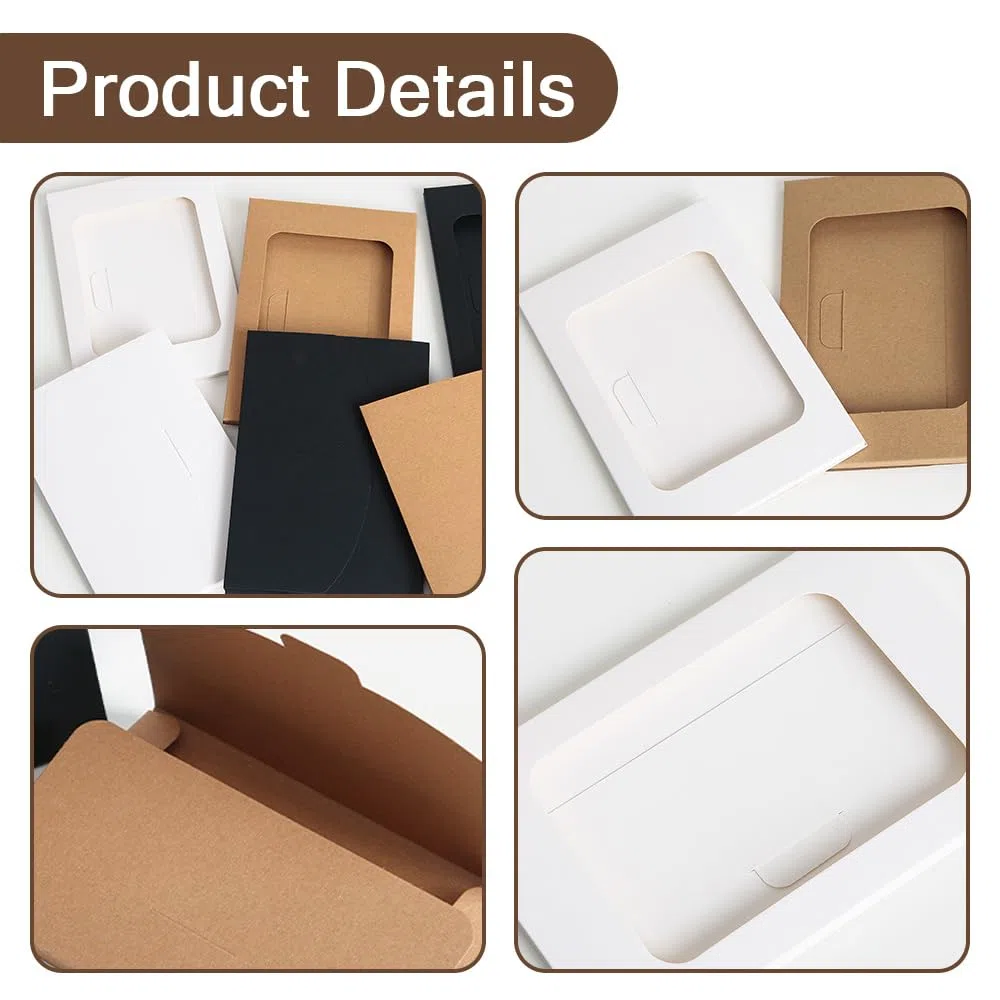 40 Pezzi Custodie Protettive per Carte, Scatole di Carta Pieghevoli, Bianco, 15.1 x 10.8 x 0.5cm, Buste di carta kraft, con Finestra per Conservazione di Cartoline,Fotografie,Biglietti d'auguri