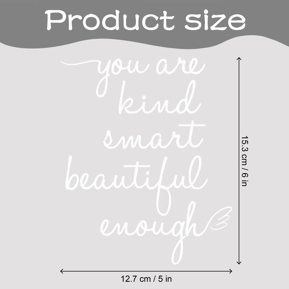 Adesivo da parete per specchio da bagno, con scritta "You are Kind Smart Beautiful Enough", adesivo da parete a specchio per bagno, camera da letto, affermazioni, per ragazze e adolescenti (Bianco)