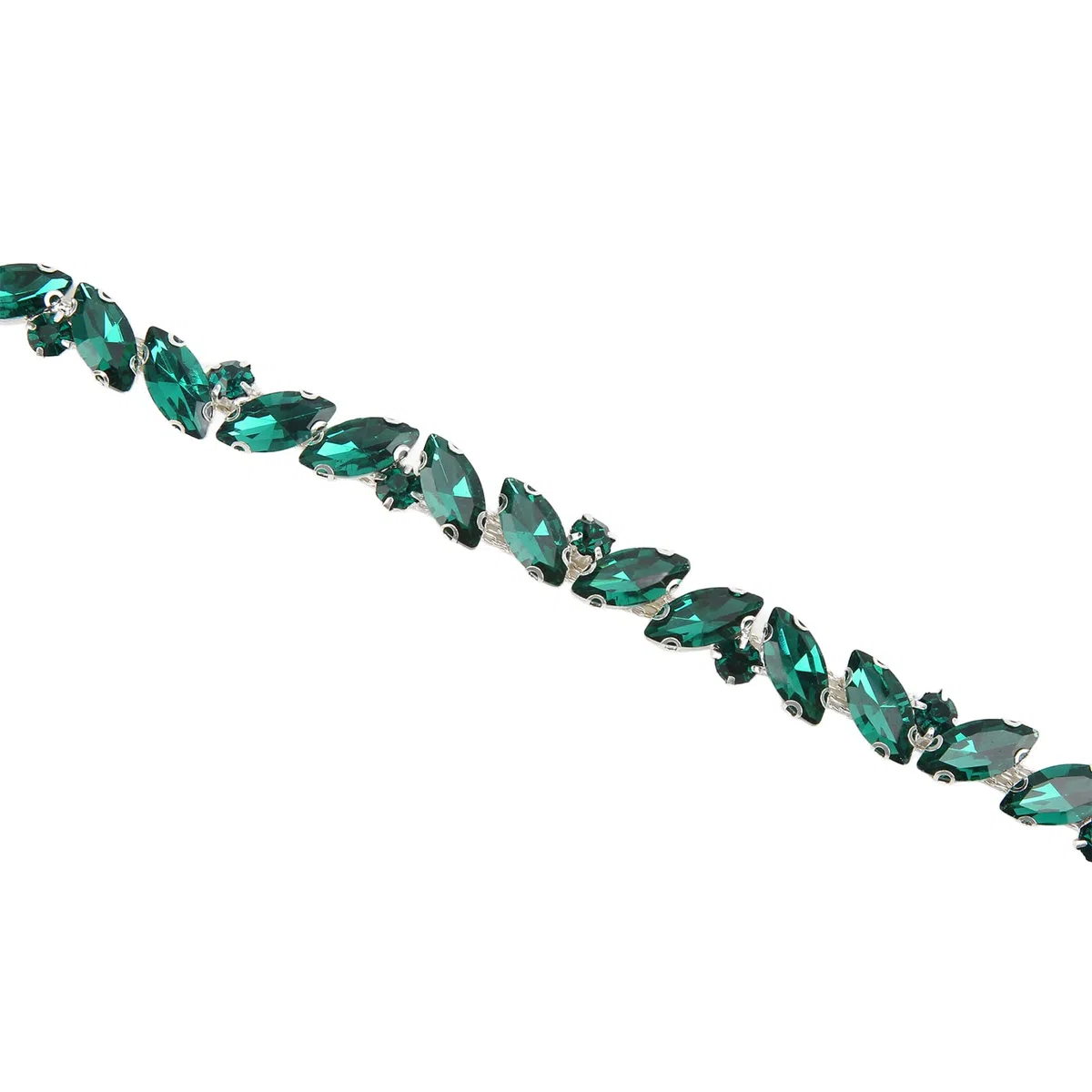 Tnfeeon Catena di Rifiniture con di Vetro da Cucire su, Catena Stretta per Gioielli Fai da Te, Decorazioni per Matrimoni(Buco Verde)