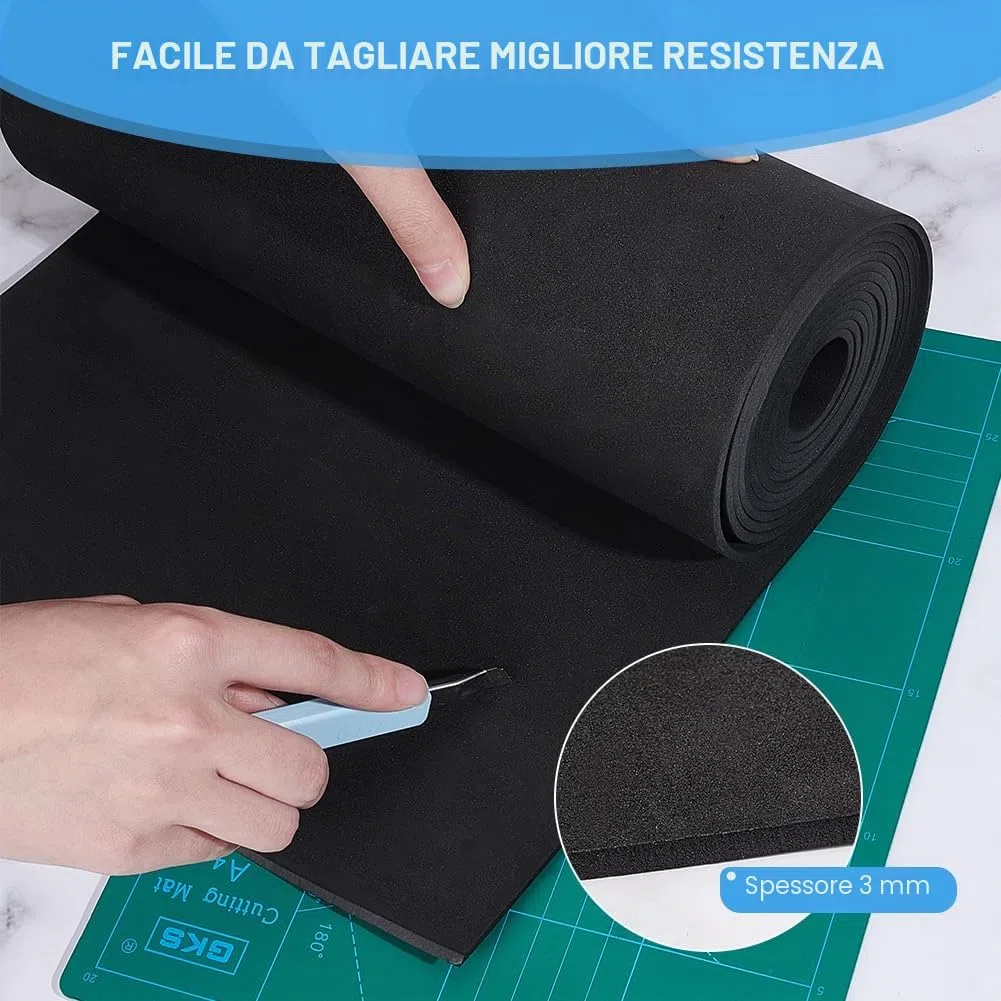 BENECREAT Rotolo di schiuma EVA da 300 x 30 cm, spessore 3 mm, schiuma premium nera per cosplay, carta, scrapbooking, progetti fai da te, artigianato in schiuma