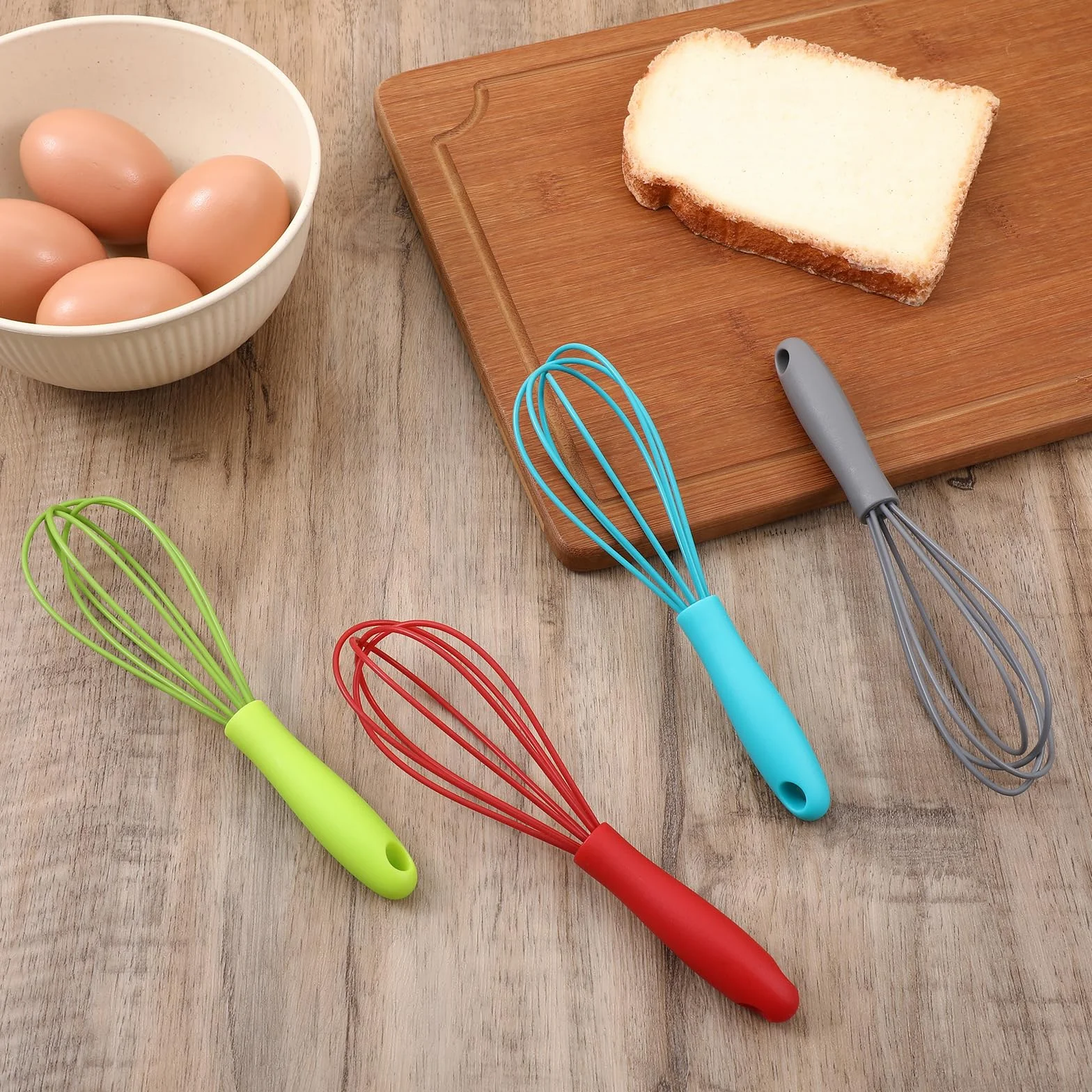4 fruste in silicone, 17 cm, antiaderenti, per cucinare, fruste in silicone per cucinare, padelle antiaderenti, cottura, miscelazione, 4 colori