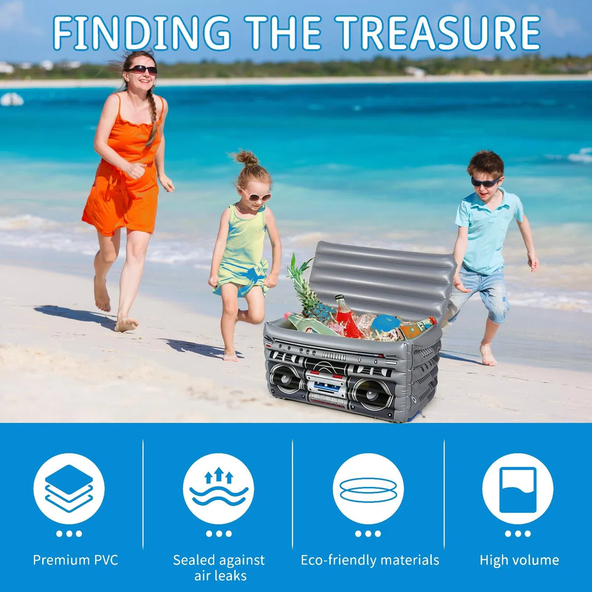 Borsa Termica Gonfiabile per Radio, Scatola Tesoro Gonfiabile, Bar Gonfiabile in Piscina, Refrigeratore per Bevande Gonfiabile Forma, per Decorazione Feste Estive Spiaggia e Piscina