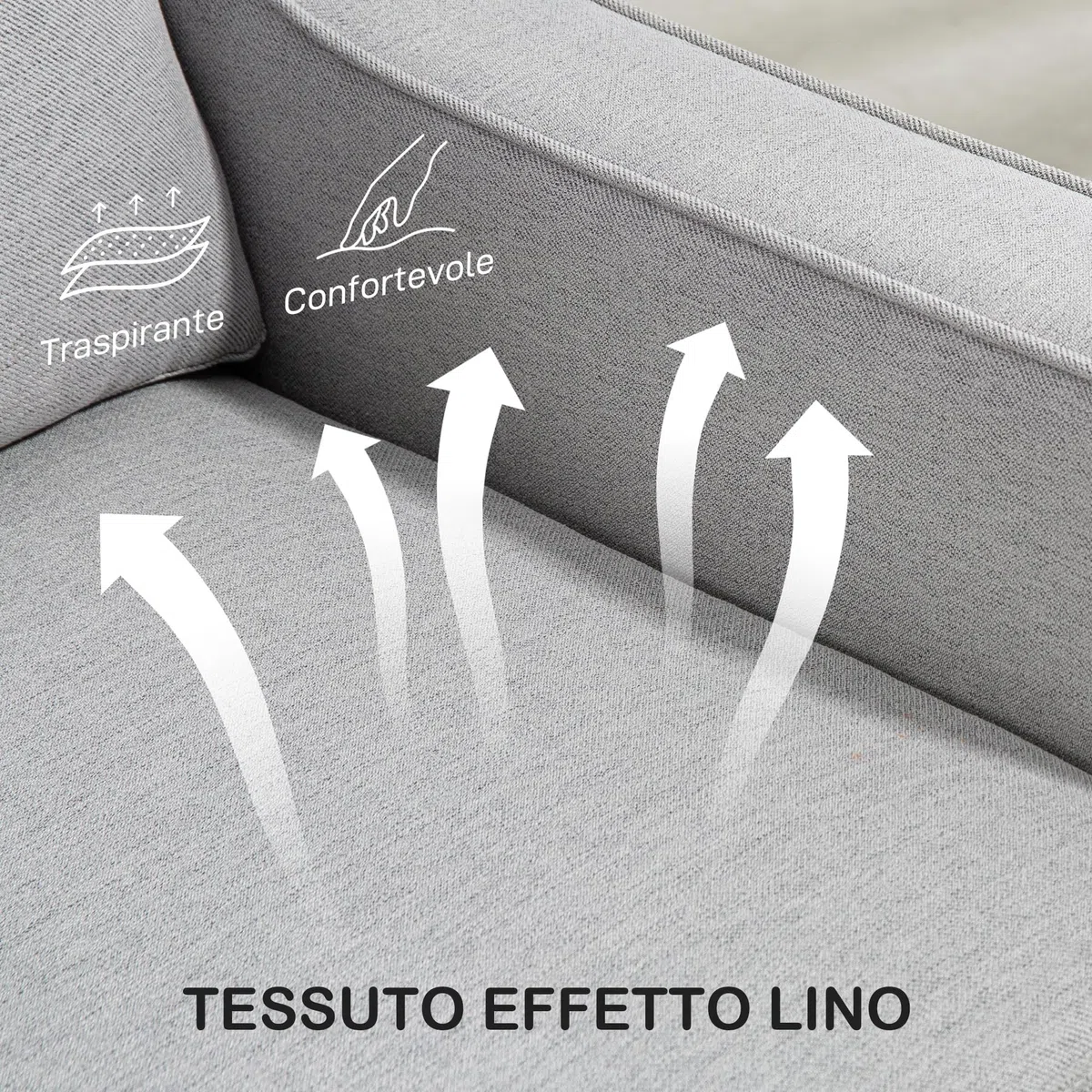 HOMCOM Divano 2 Posti in Tessuto con Braccioli, Imbottitura Spessa e 2 Cuscini, Divanetto 2 Posti Moderno con Struttura in Legno per Soggiorno, Salotto e Camera da Letto, Grigio Chiaro