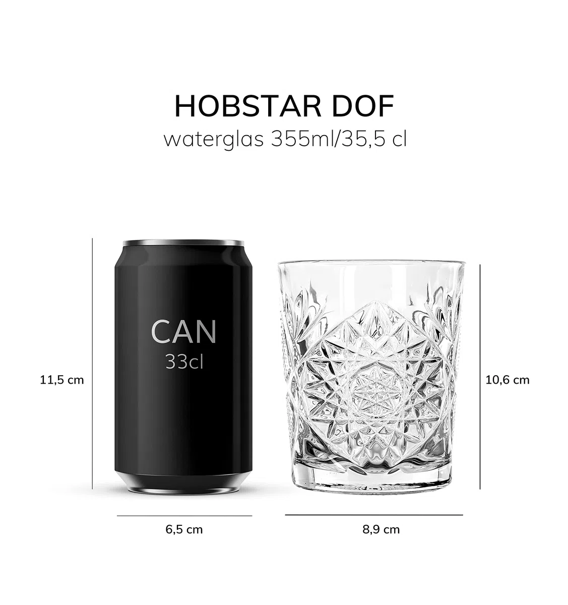 Bicchieri Hobstar della Libbey - 355 ml/ 35,5 cl - Set di 6 - Design vintage - Lavabili in lavastoviglie - Di alta qualità