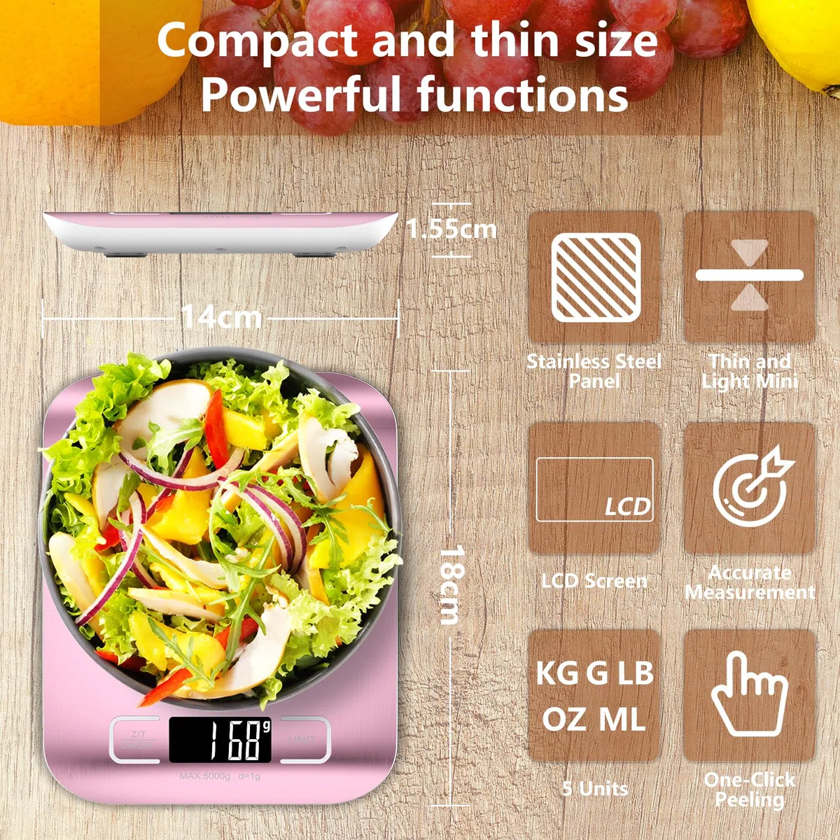 Bilancia da Cucina Digitale, GeeRic 10KG Bilancia per Cucina Elettronica ad Alta Precisione Display LCD In Acciaio Inox Funzione Tara Impermeabile Bilancia per Farina Gioielleria Tè Chicchi di Caffè