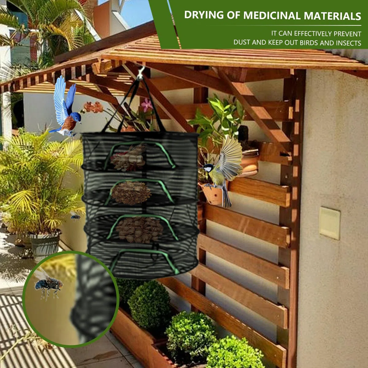 4 StratiRete Essiccazione Sospesa, Pieghevole Asciugatura, Essiccazione Alimenti, Erbe, Verdure, Frutta, Fiori, Carne e Indumenti