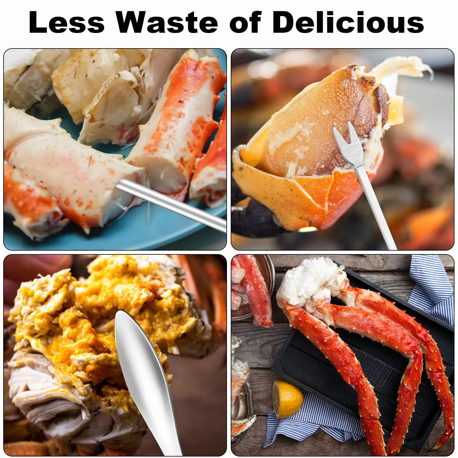 8pz Set di Strumenti per Frutti di Mare, Lobster Cracker Multifunzionali Utile 3 in 1 Cracker per Aragosta Forte Strumenti per Mangiare Granchio Cracker Chele di Granchio per Zampe di Granchio