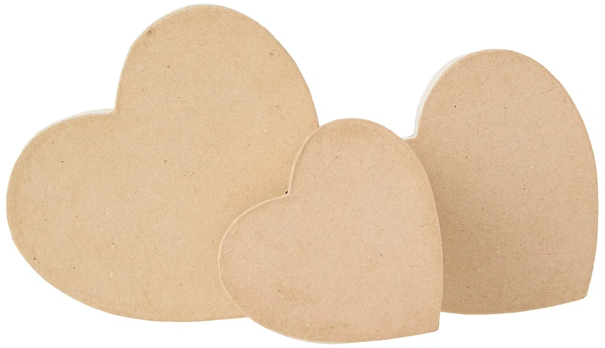 Creativ - Set di 3 scatole in cartone, a forma di cuore, diametro: 10+12,5+15 cm, assortite