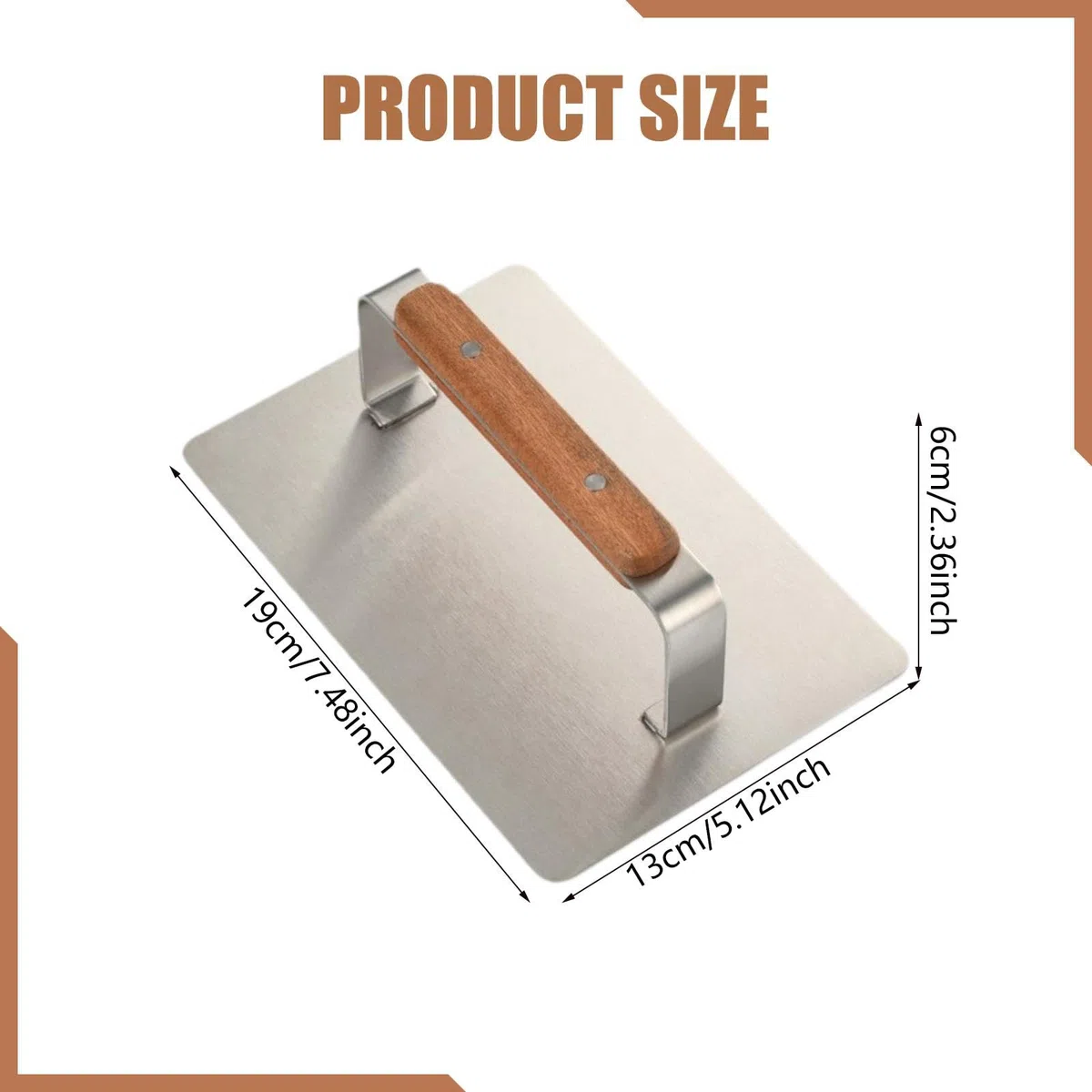 Gralara Pressa per Hamburger in Acciaio Inossidabile, Pressa per Bistecche Rettangolare, Resistente, per Hamburger di Verdure con Torrone Croccante a Fiocco D