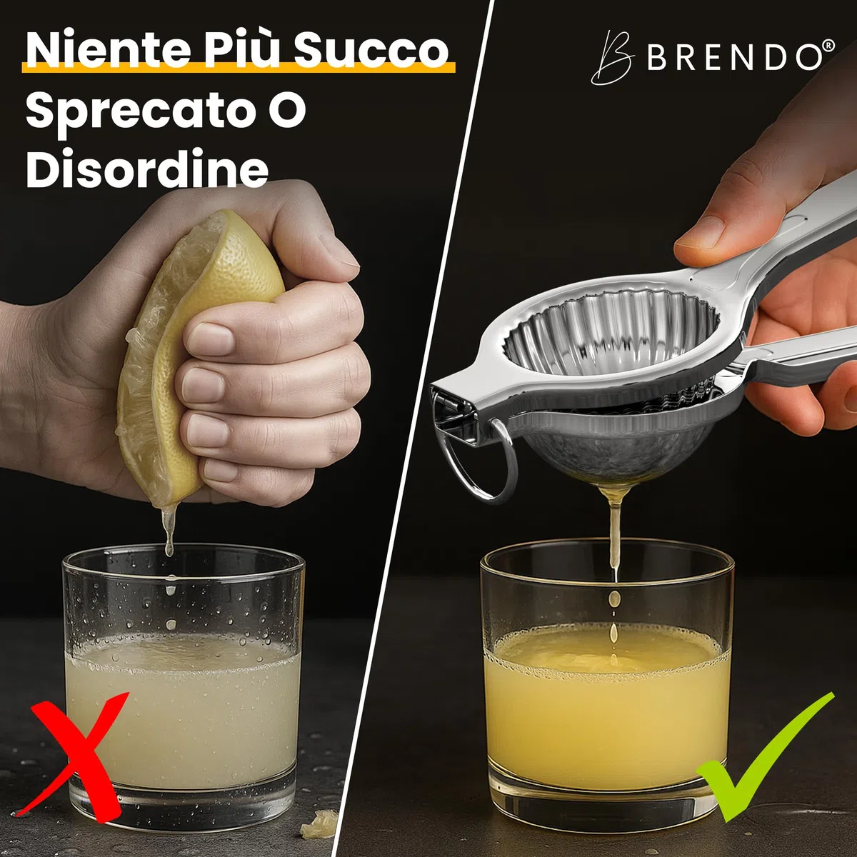 Brendo Spremiagrumi Manuale Premium - Spremi Limone Dimensione Universale perfetta per tutti gli agrumi | Spremi Agrumi massima freschezza e gusto, Spremi Lime lavabile in lavastoviglie, Juicer ideale