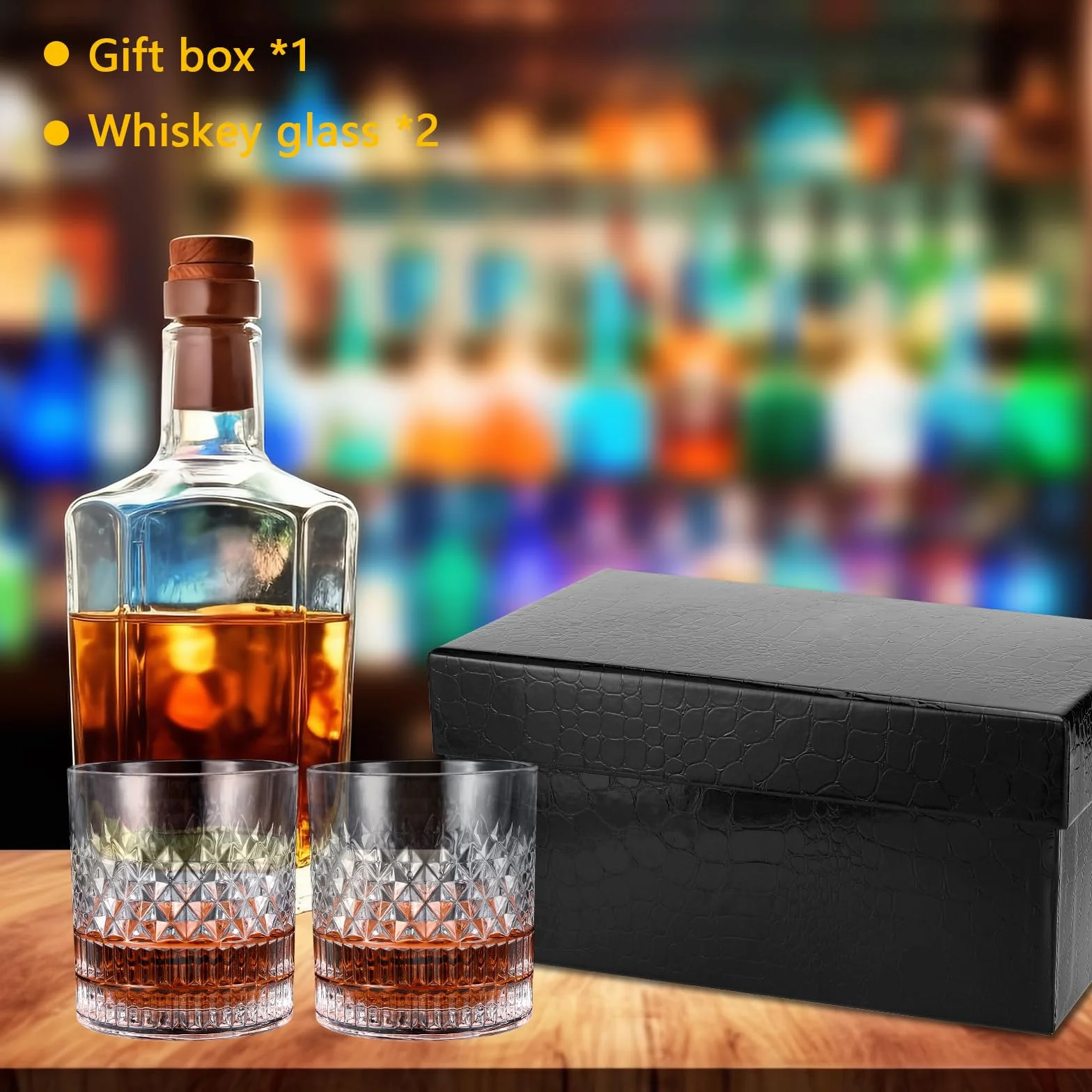 Royouzi Set 2 Bicchieri Whisky 300 Ml - Per Scotch, Brandy, Rum, Martini - Regalo Personalizzato Per Uomini, Compleanno e Amanti Del Whisky