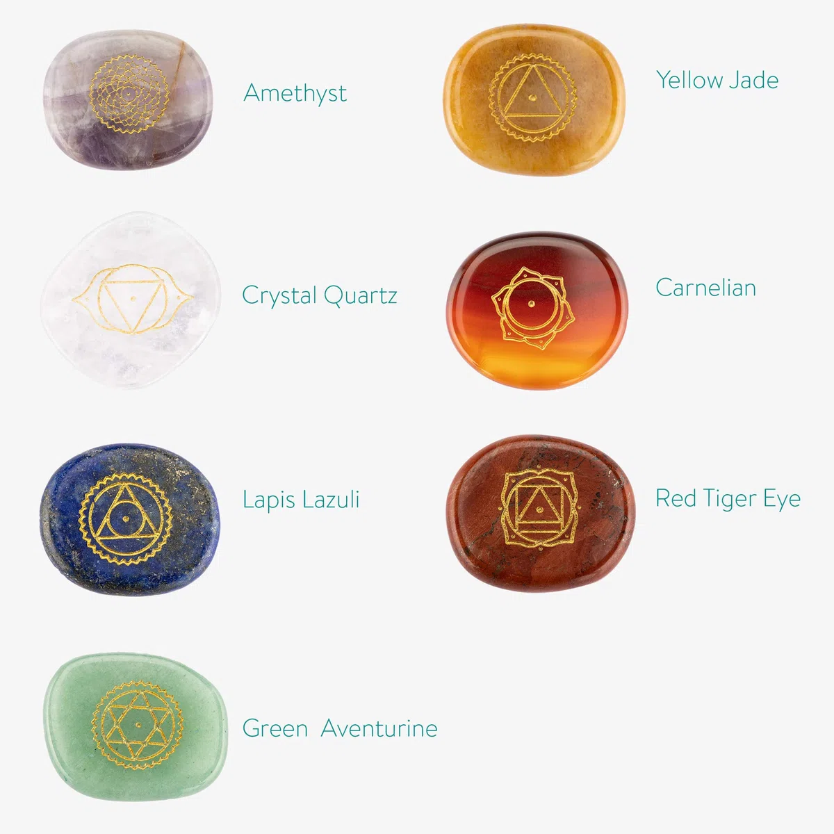 Navaris Set Pietre Cristalloterapia - Kit 7x Pietre Naturali Terapia Chakra - Meditazione e Reiki - Ametista Cristallo Rocca Lapislazzuli - con Sacca