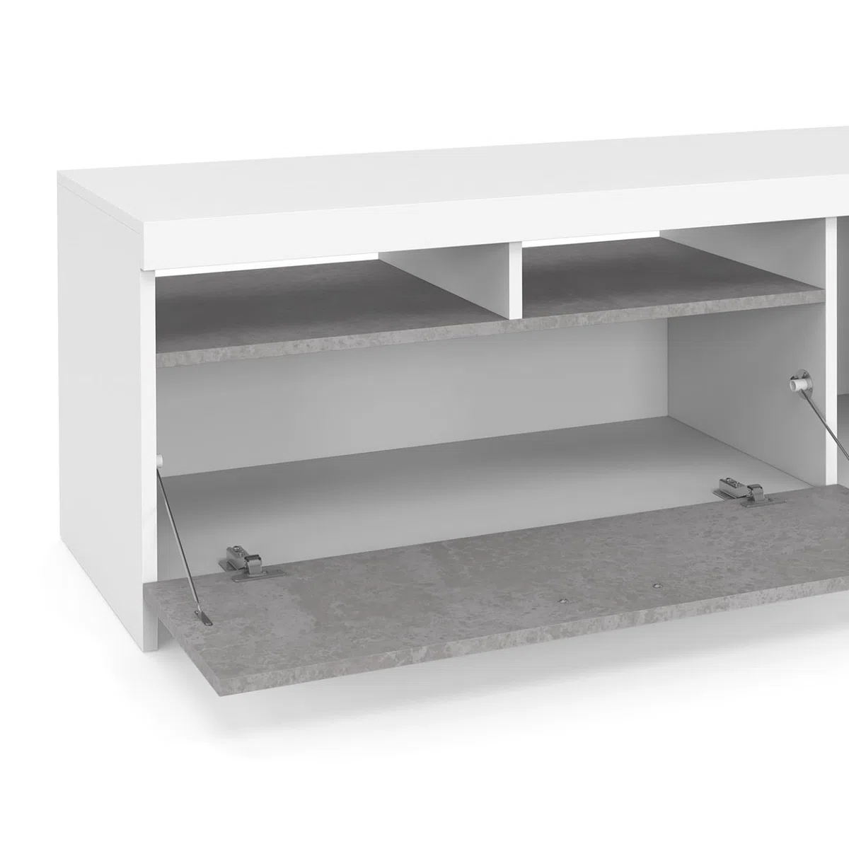 IDMarket - Mueble TV MALO blanco 110 cm y armario de hormigón