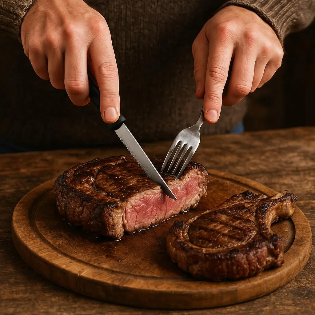 MGE - Coltello da Carne in Acciaio Inossidabile - Set di 12 Coltelli da Bistecca - Coltelli Tavola - Nero