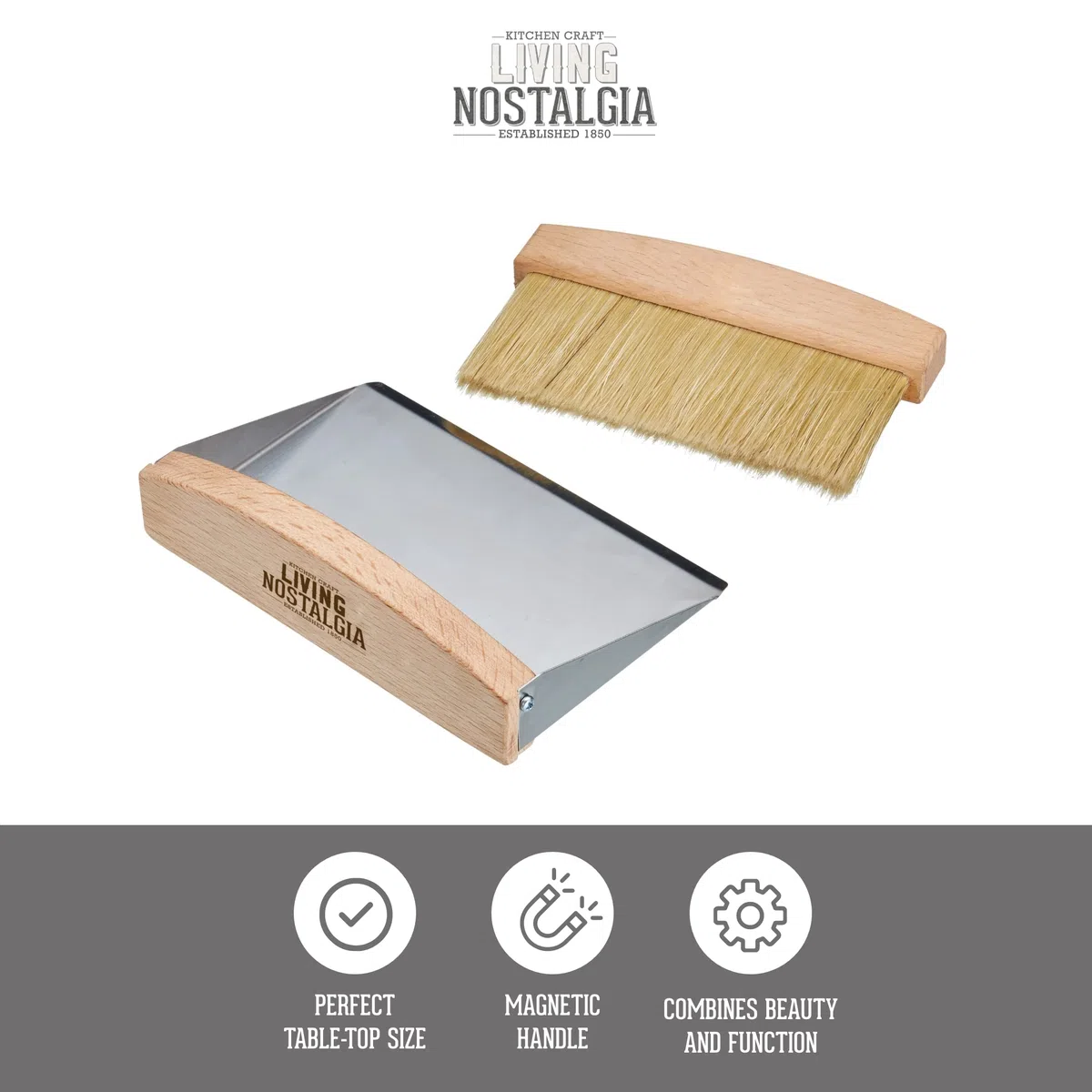 Kitchen Craft Living Nostalgia Scopetta e Paletta da Tavolo, 16/15 cm, Multicolore
