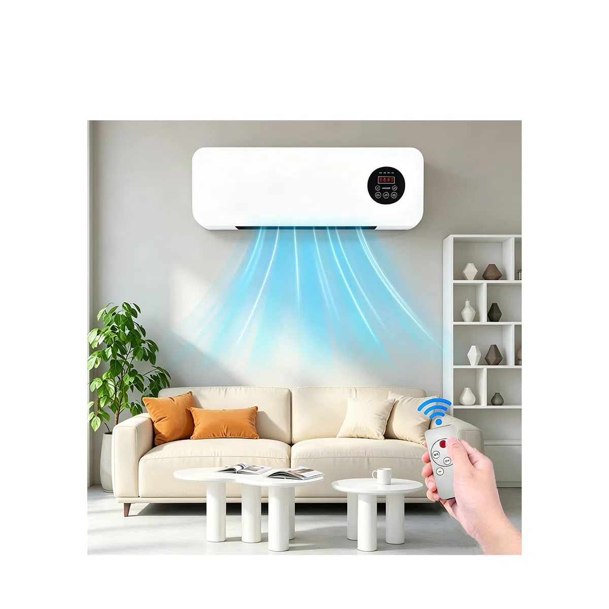 Aria condizionata,Clim Portatile,Clim Con Telecomando,Condizionatore a Parete Reversibile Split,Condizionatore Senza Unità Esterne,Ventilatore Di Raffreddamento Per Cucina,Camera Da Letto (Bianco-2)