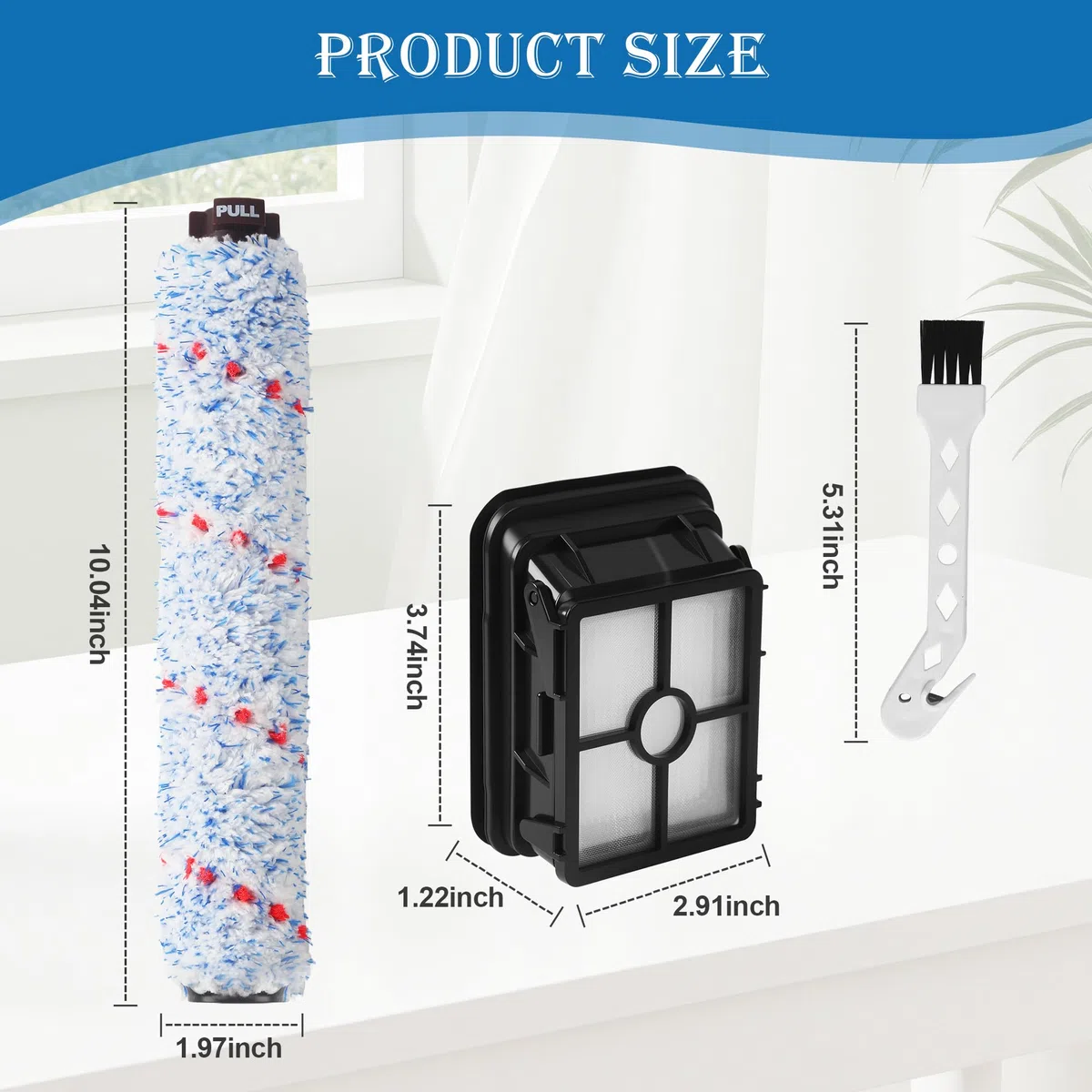 Fictezlove Accessori per Bissell Crosswave 3 in 1,3 Spazzole a Rullo e 3 Filtri di Ricambio e 1 Spazzola per Aspirapolvere Bissell CrossWave 17132 2225N 1785 1866F 1868F 2303 2306A 2306 Series