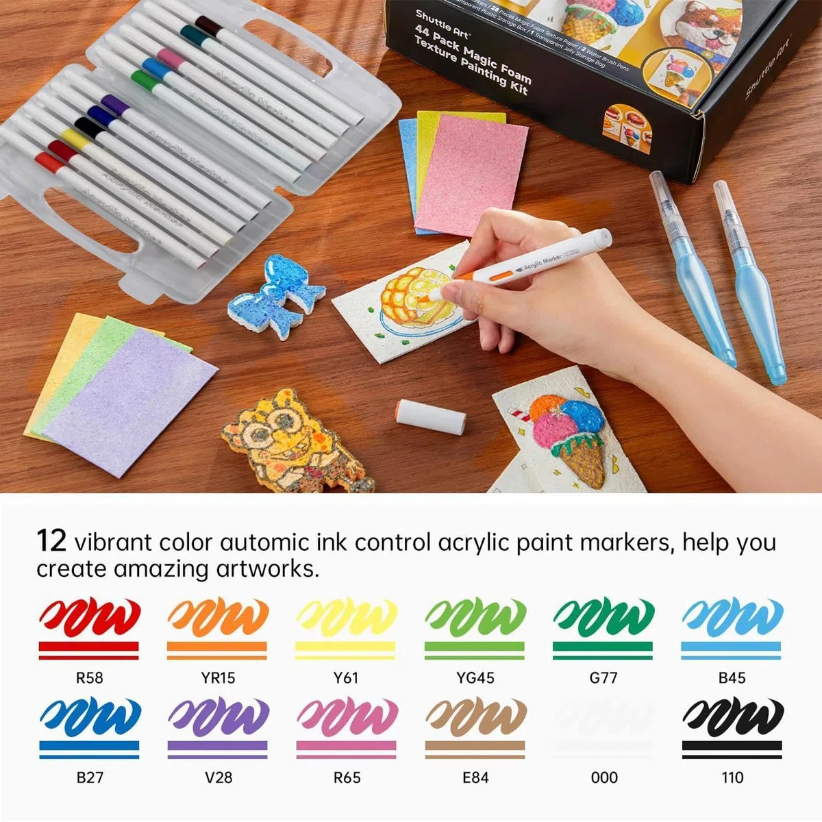Kit Pittura Texture Schiuma | Carta 17x10x5cm 210g | Set Colore Gonfiabile 3D | Carta Da Disegno Rotonda Per Arte Texture Dimensionale