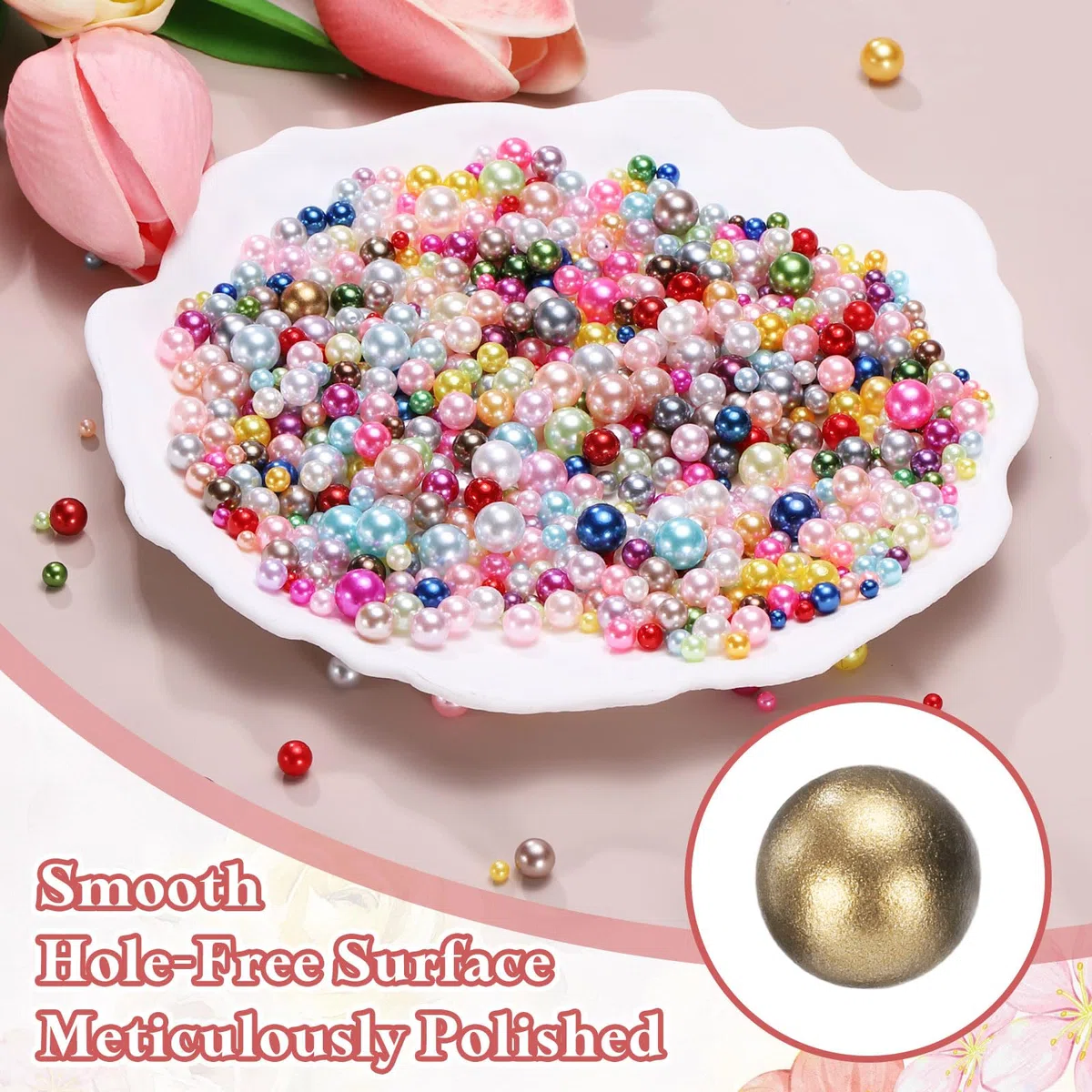 PATIKIL 1000 Pcs Perle Finte Senza Foro, 3mm 4mm 5mm 6mm 8mm Mini Perle Tonde Per Artigianato Gioielli Decorazioni Unghie Riempimento Vasi Compleanni Matrimoni Feste, Oro Scuro