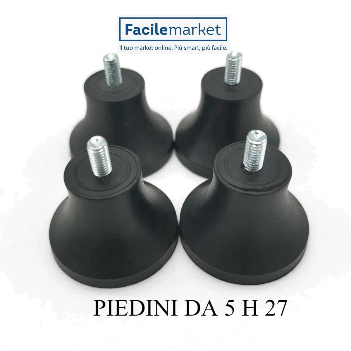 Piedini mod. famiglia perno Ø5 per affettatrice in gomma altezza H 27 Pezzi 4