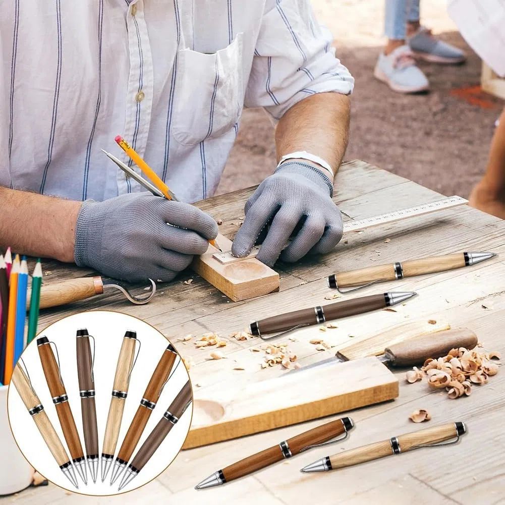 Set di 6 Penne Tornite In Legno con Ricariche, Kit di Penne Rotanti per la Tornitura del Legno, Forniture All'Ingrosso per la Tornitura del Legno per la Realizzazione di Penne.