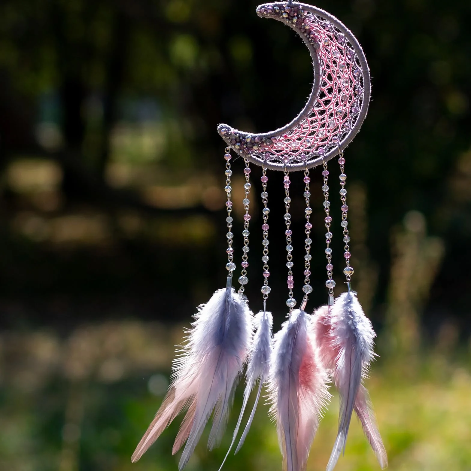 PATIKIL Set Anelli Acchiappasogni, 1 Set 4 Misure Metallo a Forma Luna, Ghirlanda Macramè, Anello Floreale, Cerchio per Casa, Decorazione Appendere Parete Matrimonio, Argento Chiaro