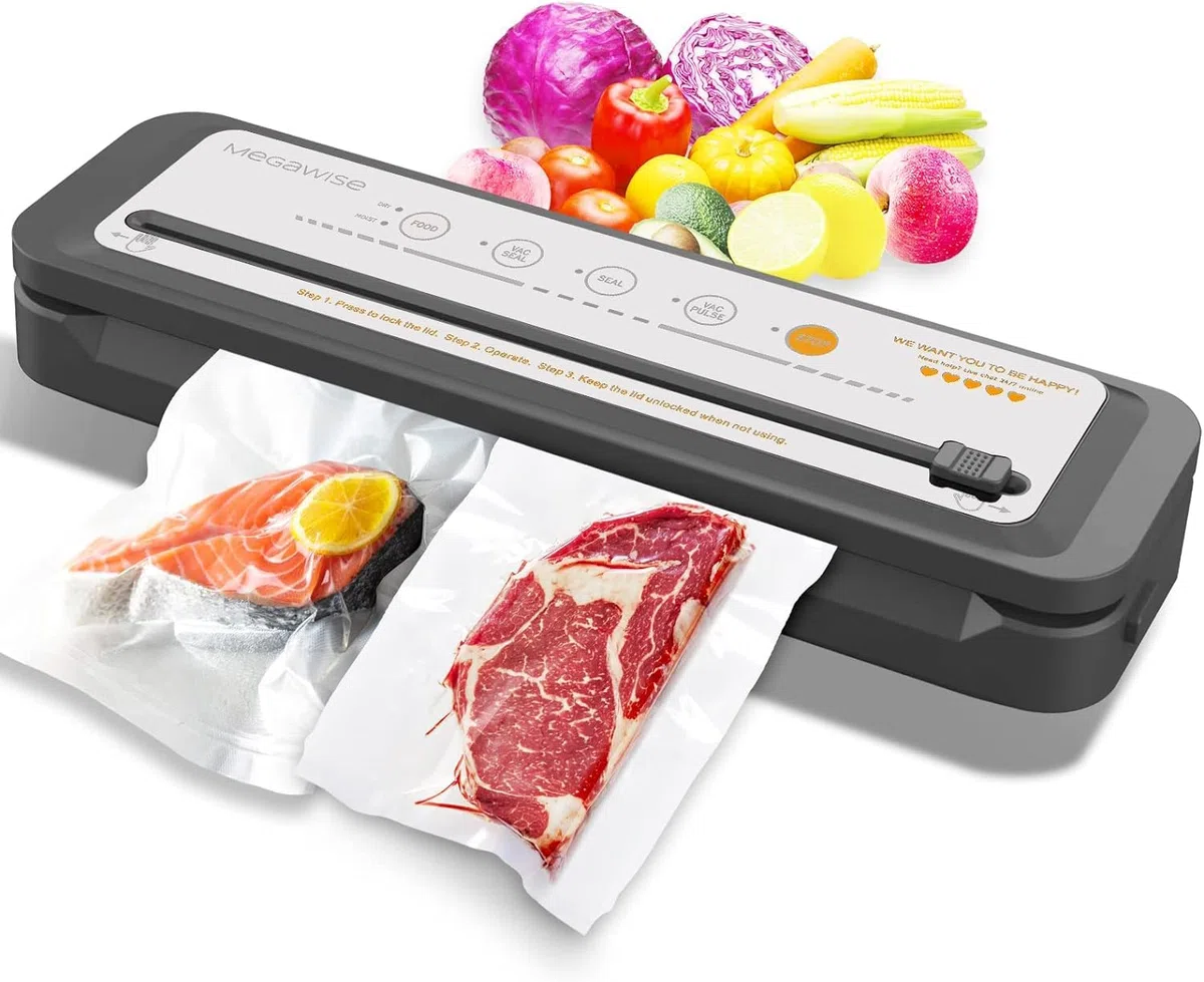 MegaWise Conservatore di Cibo Sottovuoto | 80kPa | Sacchetti e Taglierina | Macchina Automatica per Sigillare Alimenti | Modalità Secco Umido Fresco | Per Tutte le Esigenze di Conservazione